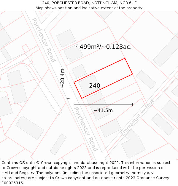 240, PORCHESTER ROAD, NOTTINGHAM, NG3 6HE: Plot and title map