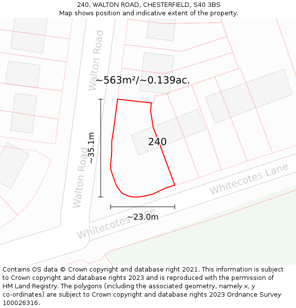 240, WALTON ROAD, CHESTERFIELD, S40 3BS: Plot and title map