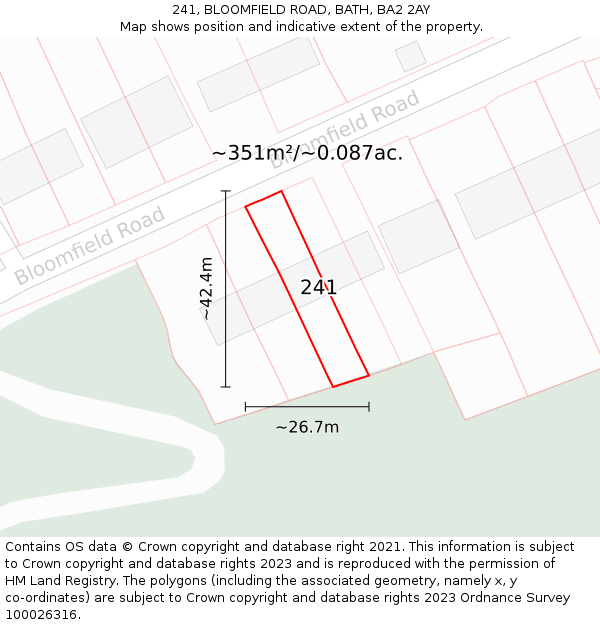 241, BLOOMFIELD ROAD, BATH, BA2 2AY: Plot and title map