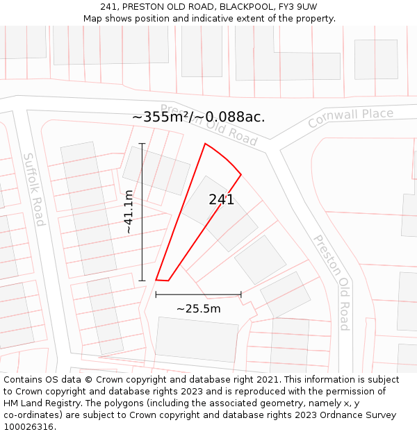 241, PRESTON OLD ROAD, BLACKPOOL, FY3 9UW: Plot and title map