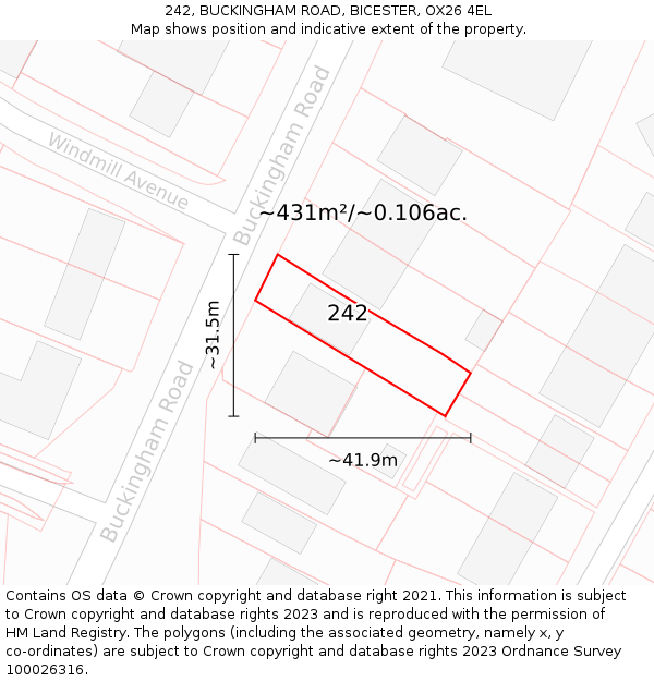 242, BUCKINGHAM ROAD, BICESTER, OX26 4EL: Plot and title map