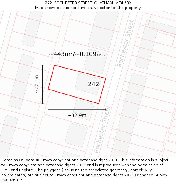 242, ROCHESTER STREET, CHATHAM, ME4 6RX: Plot and title map