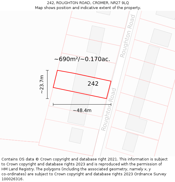 242, ROUGHTON ROAD, CROMER, NR27 9LQ: Plot and title map