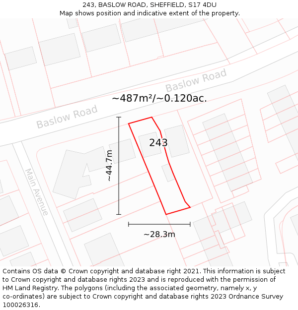 243, BASLOW ROAD, SHEFFIELD, S17 4DU: Plot and title map