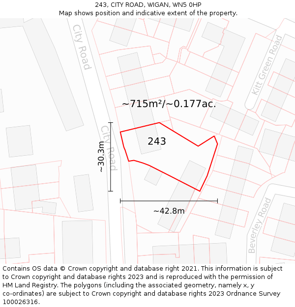 243, CITY ROAD, WIGAN, WN5 0HP: Plot and title map
