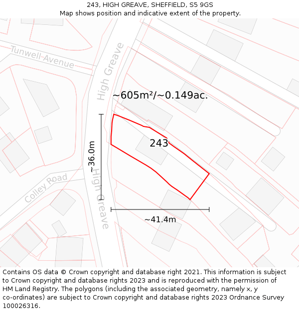 243, HIGH GREAVE, SHEFFIELD, S5 9GS: Plot and title map