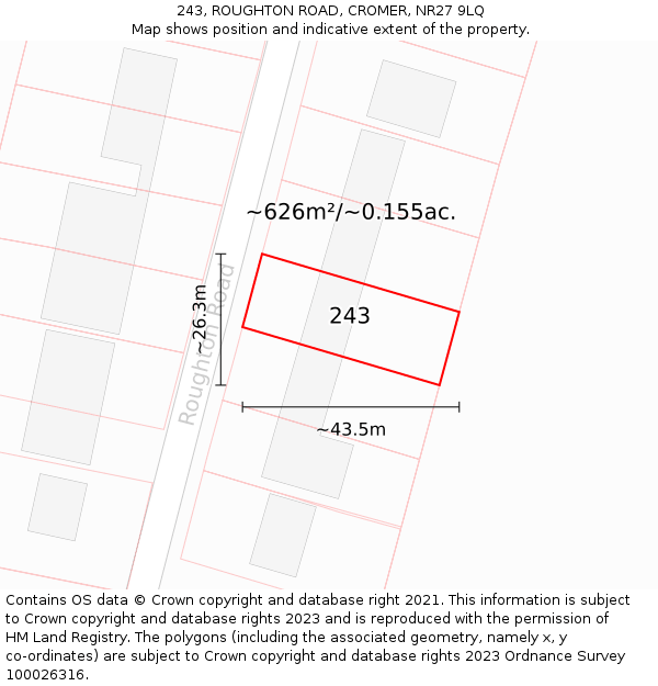 243, ROUGHTON ROAD, CROMER, NR27 9LQ: Plot and title map