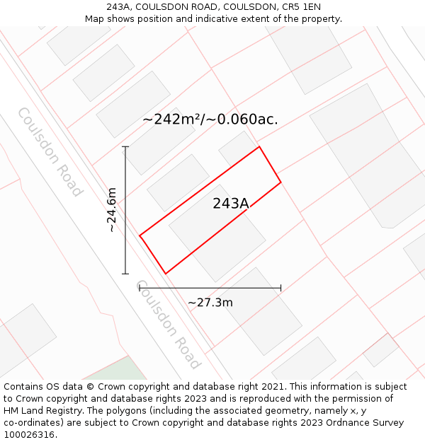 243A, COULSDON ROAD, COULSDON, CR5 1EN: Plot and title map