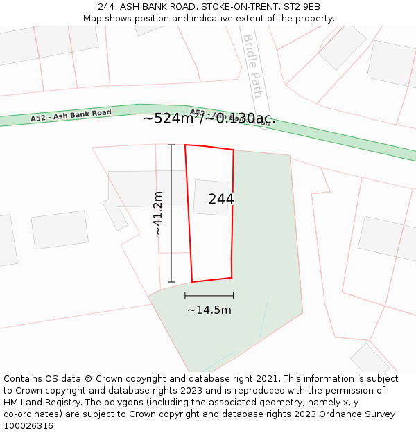 244, ASH BANK ROAD, STOKE-ON-TRENT, ST2 9EB: Plot and title map