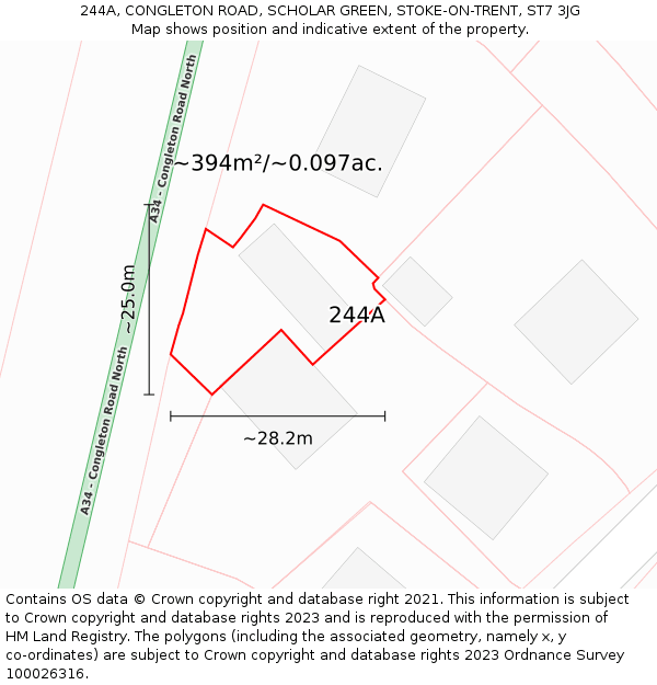 244A, CONGLETON ROAD, SCHOLAR GREEN, STOKE-ON-TRENT, ST7 3JG: Plot and title map