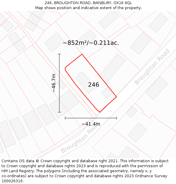 246, BROUGHTON ROAD, BANBURY, OX16 9QL: Plot and title map