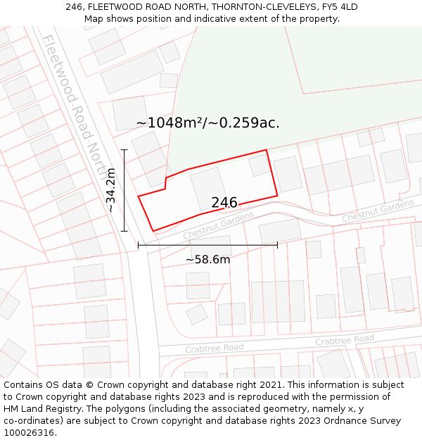 246, FLEETWOOD ROAD NORTH, THORNTON-CLEVELEYS, FY5 4LD: Plot and title map