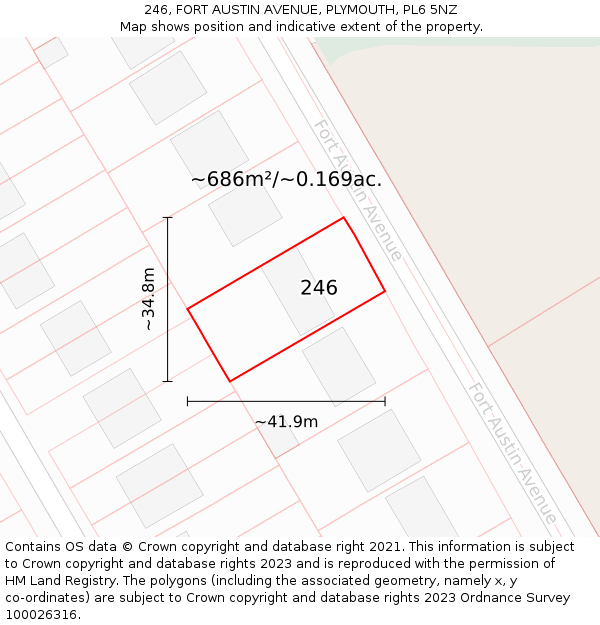 246, FORT AUSTIN AVENUE, PLYMOUTH, PL6 5NZ: Plot and title map