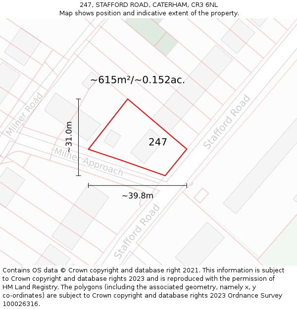 247, STAFFORD ROAD, CATERHAM, CR3 6NL: Plot and title map