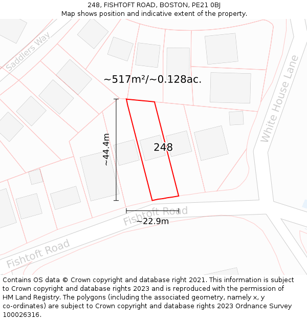 248, FISHTOFT ROAD, BOSTON, PE21 0BJ: Plot and title map