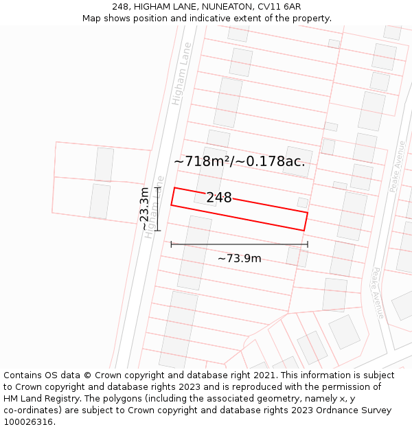 248, HIGHAM LANE, NUNEATON, CV11 6AR: Plot and title map