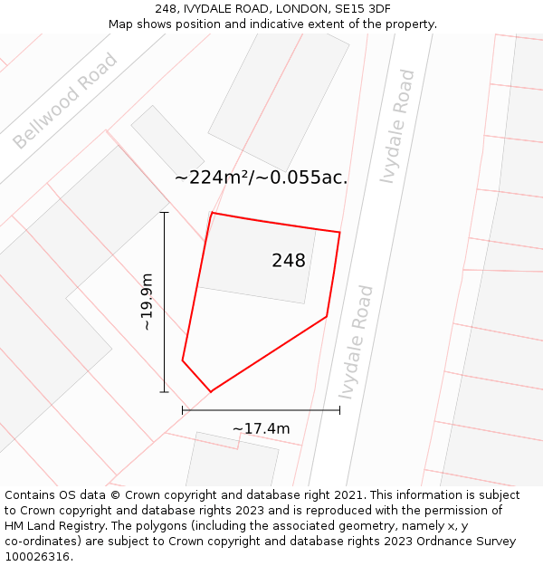 248, IVYDALE ROAD, LONDON, SE15 3DF: Plot and title map