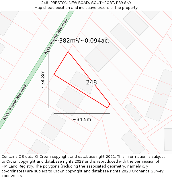 248, PRESTON NEW ROAD, SOUTHPORT, PR9 8NY: Plot and title map