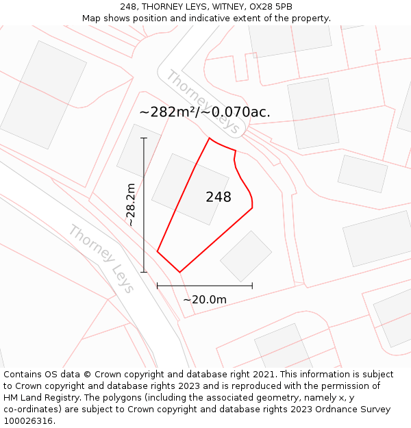 248, THORNEY LEYS, WITNEY, OX28 5PB: Plot and title map