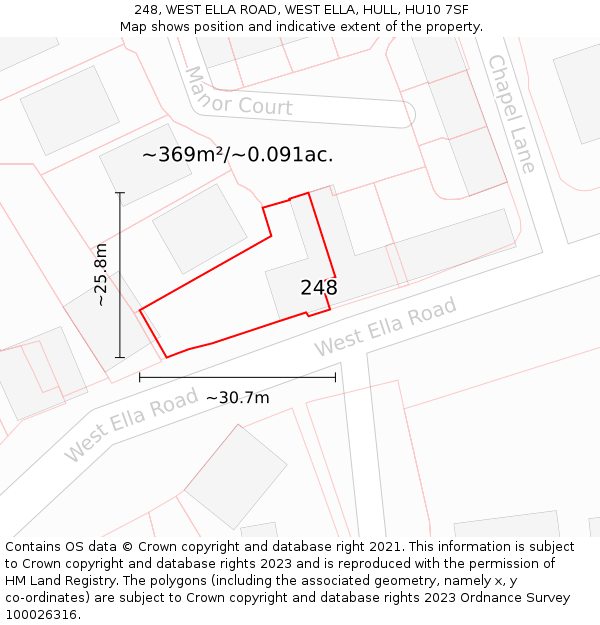 248, WEST ELLA ROAD, WEST ELLA, HULL, HU10 7SF: Plot and title map