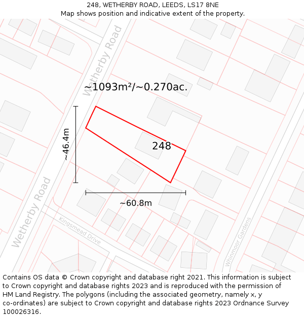 248, WETHERBY ROAD, LEEDS, LS17 8NE: Plot and title map