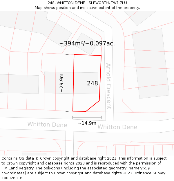 248, WHITTON DENE, ISLEWORTH, TW7 7LU: Plot and title map