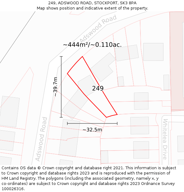 249, ADSWOOD ROAD, STOCKPORT, SK3 8PA: Plot and title map