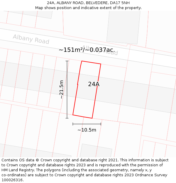 24A, ALBANY ROAD, BELVEDERE, DA17 5NH: Plot and title map