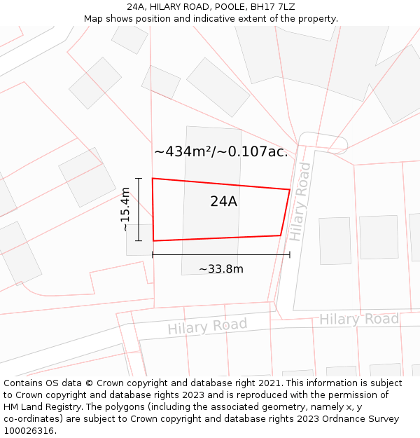24A, HILARY ROAD, POOLE, BH17 7LZ: Plot and title map