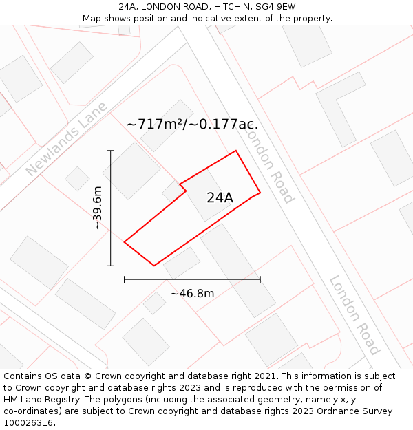 24A, LONDON ROAD, HITCHIN, SG4 9EW: Plot and title map