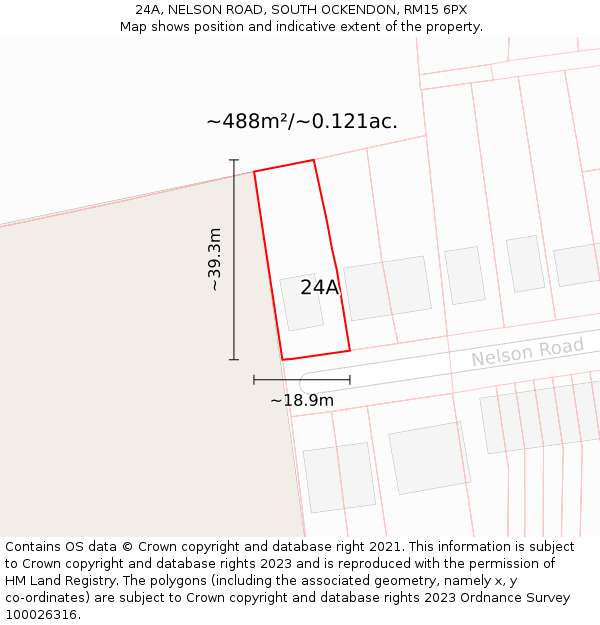 24A, NELSON ROAD, SOUTH OCKENDON, RM15 6PX: Plot and title map