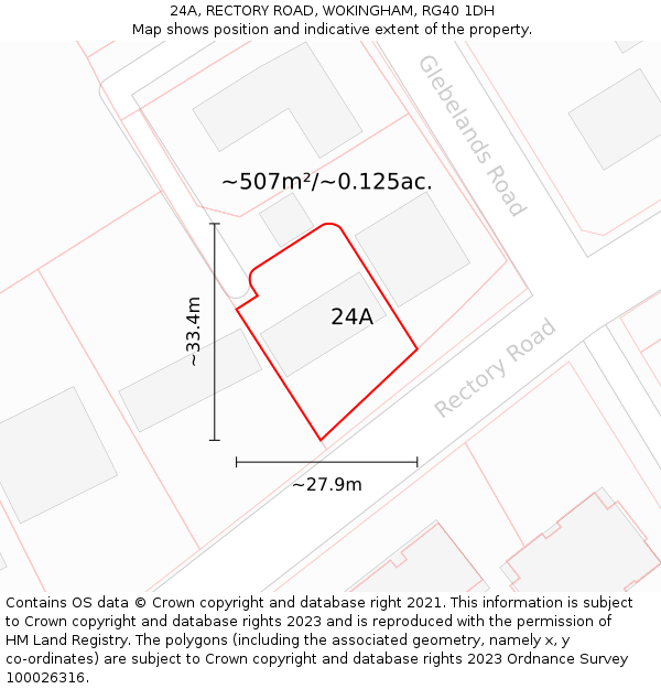 24A, RECTORY ROAD, WOKINGHAM, RG40 1DH: Plot and title map