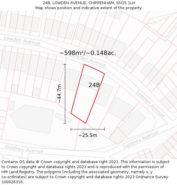 24B, LOWDEN AVENUE, CHIPPENHAM, SN15 1LH: Plot and title map