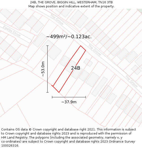 24B, THE GROVE, BIGGIN HILL, WESTERHAM, TN16 3TB: Plot and title map