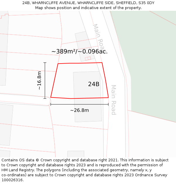 24B, WHARNCLIFFE AVENUE, WHARNCLIFFE SIDE, SHEFFIELD, S35 0DY: Plot and title map