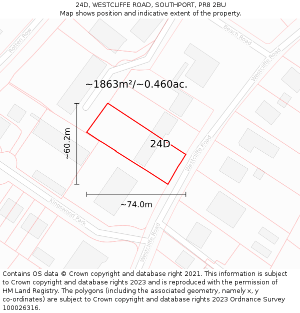 24D, WESTCLIFFE ROAD, SOUTHPORT, PR8 2BU: Plot and title map