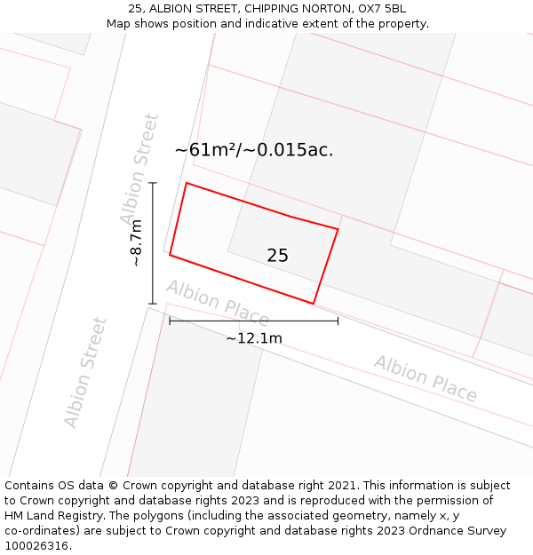 25, ALBION STREET, CHIPPING NORTON, OX7 5BL: Plot and title map