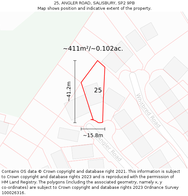 25, ANGLER ROAD, SALISBURY, SP2 9PB: Plot and title map