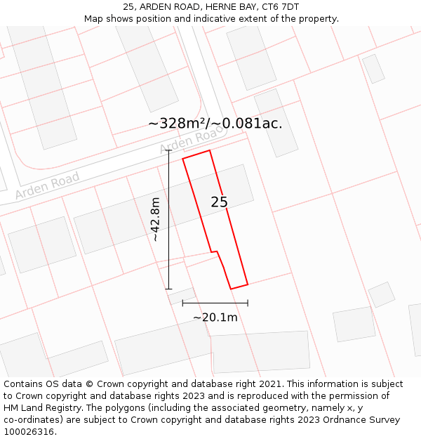 25, ARDEN ROAD, HERNE BAY, CT6 7DT: Plot and title map