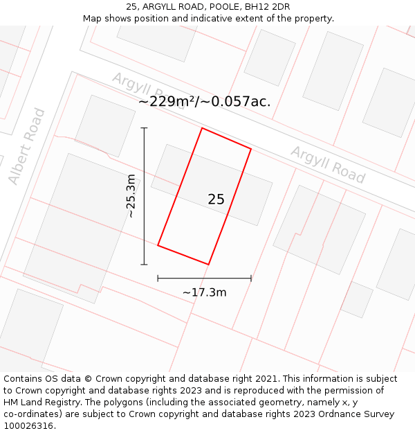 25, ARGYLL ROAD, POOLE, BH12 2DR: Plot and title map