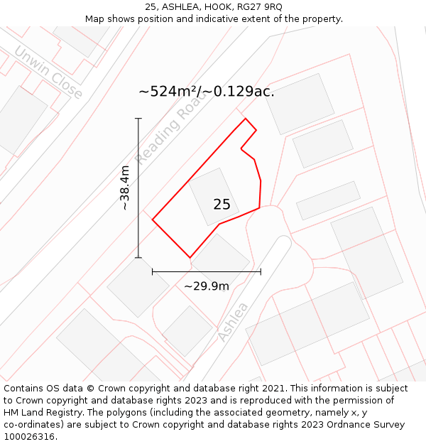 25, ASHLEA, HOOK, RG27 9RQ: Plot and title map