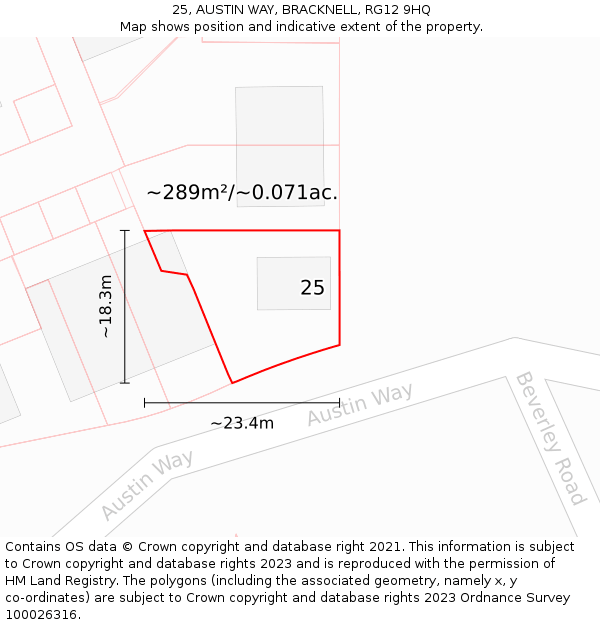 25, AUSTIN WAY, BRACKNELL, RG12 9HQ: Plot and title map