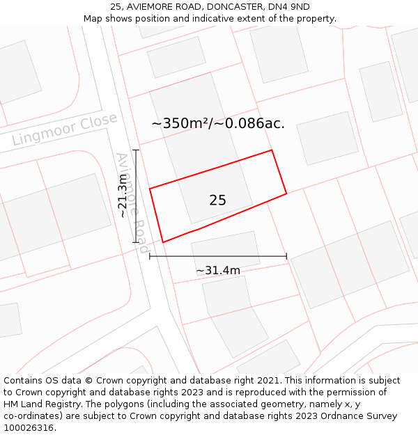 25, AVIEMORE ROAD, DONCASTER, DN4 9ND: Plot and title map