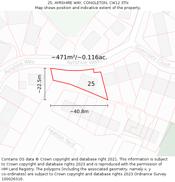 25, AYRSHIRE WAY, CONGLETON, CW12 3TN: Plot and title map