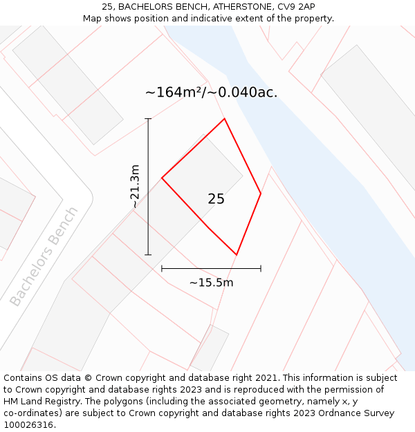 25, BACHELORS BENCH, ATHERSTONE, CV9 2AP: Plot and title map