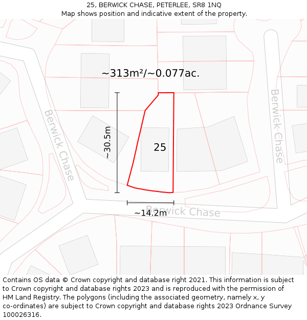 25, BERWICK CHASE, PETERLEE, SR8 1NQ: Plot and title map