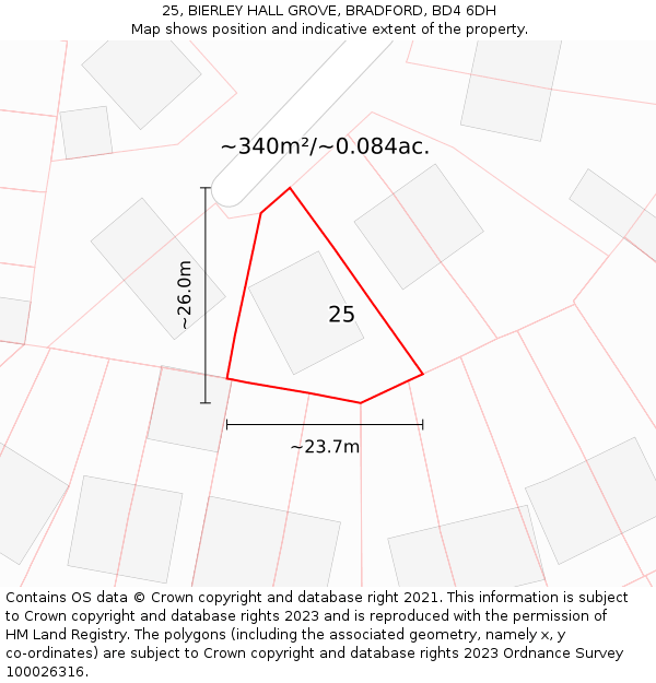25, BIERLEY HALL GROVE, BRADFORD, BD4 6DH: Plot and title map
