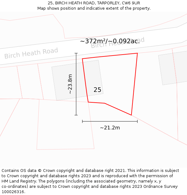 25, BIRCH HEATH ROAD, TARPORLEY, CW6 9UR: Plot and title map