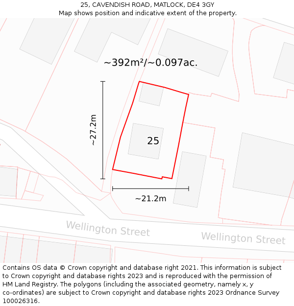 25, CAVENDISH ROAD, MATLOCK, DE4 3GY: Plot and title map