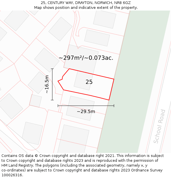 25, CENTURY WAY, DRAYTON, NORWICH, NR8 6GZ: Plot and title map